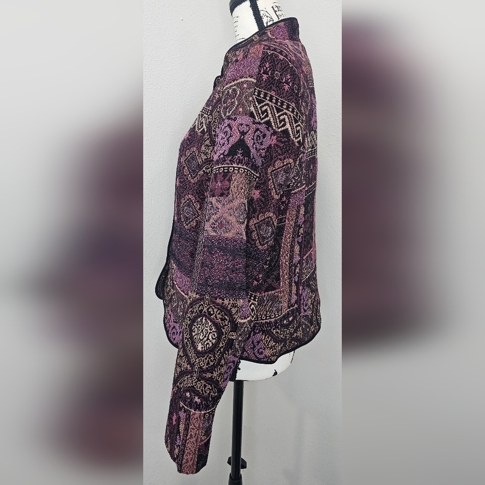 Christopher & Banks Tapestry Button Up Jacket Womens Medium Bohemian Patchwork - Picture 8 of 16